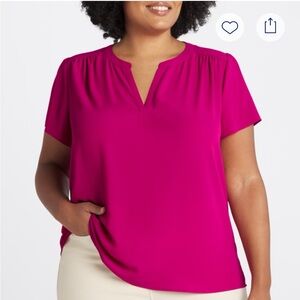 NWT Monday Fun Ruby Short Sleeve Pleated Blouse